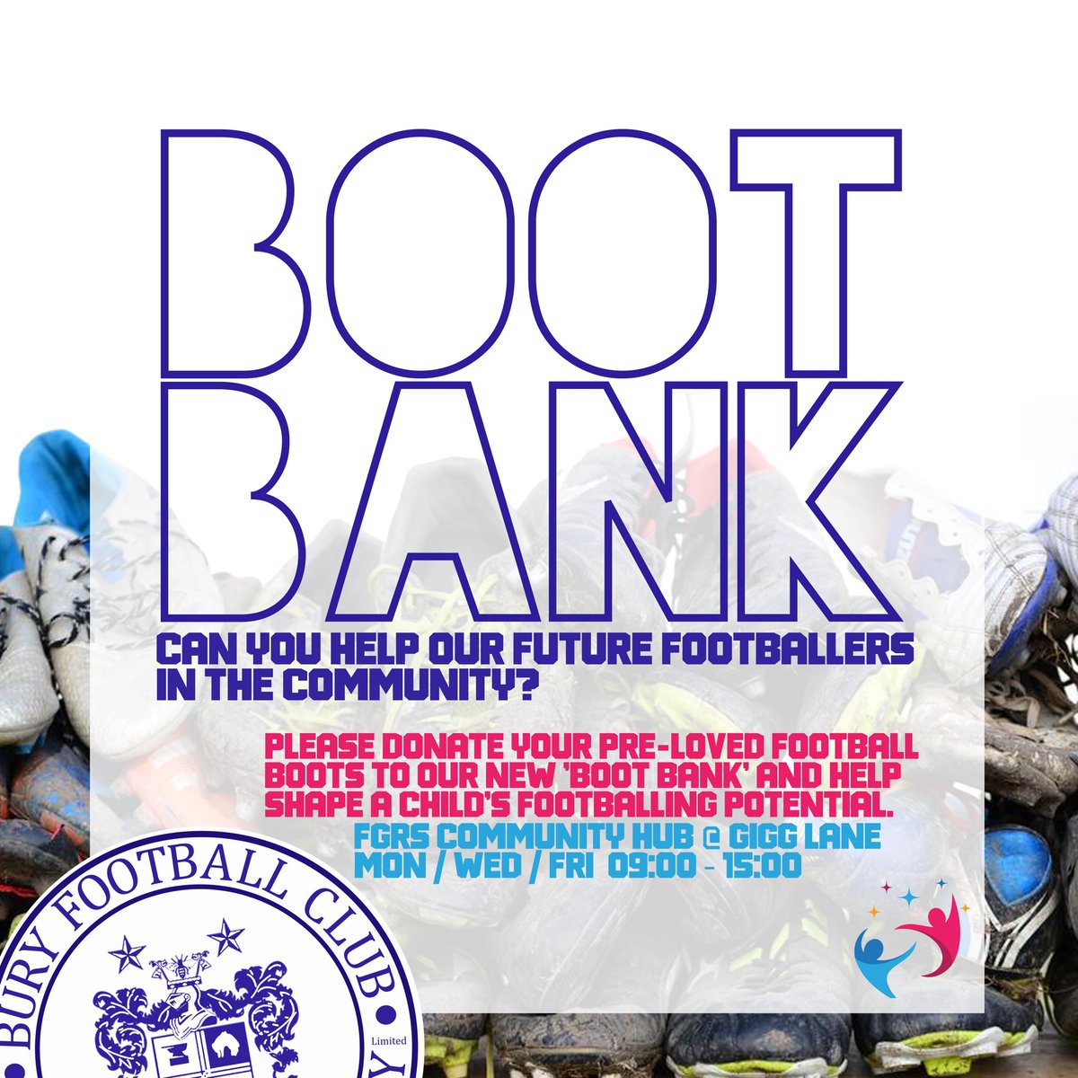 EventsAtGigg's tweet photo. 🔵⚪️ BOOT BANK

Can you stop by the @fgrscomhub today (10-3) and drop off some pre-loved children’s football boots for our local Summer Camp students? They’d make a huge difference to our future footballers…

#BFCSS | #BootBank | #HelpShapeTheFuture https://t.co/wynHEouxtQ
