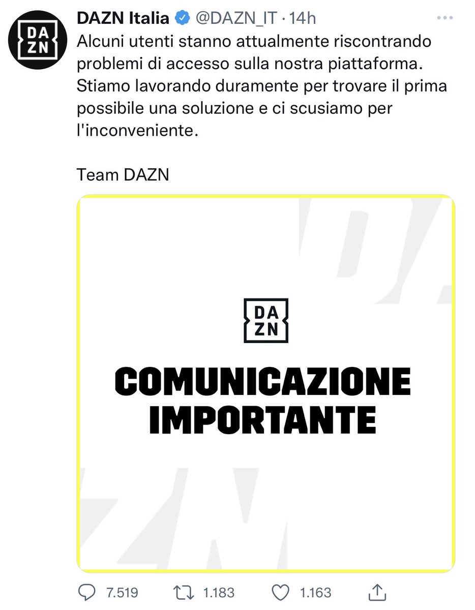 Apndp's tweet photo. “Stiamo lavorando duramente”
Duramente, neh
La ns solidarietà ai minatori di #Dazn che spaccandosi la schiena stanno lavorando duramente nei tunnel della rete per trovare una soluzione
Invece il modo di ritoccare le tariffe lo individuarono subito, e comodamente
#BuonFerragosto https://t.co/oxCA3YKi88