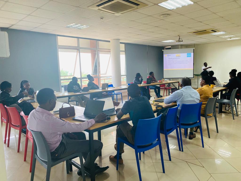 OutboxHub's tweet photo. "People just have impairments either physical, hearing, sight until they meet a barrier. Only then can they be called Disabled".

This morning, we had a training on Disability Inclusion with the team from @WeCanWorkUG. 

#InclusionUG https://t.co/1AIpCzgA8D