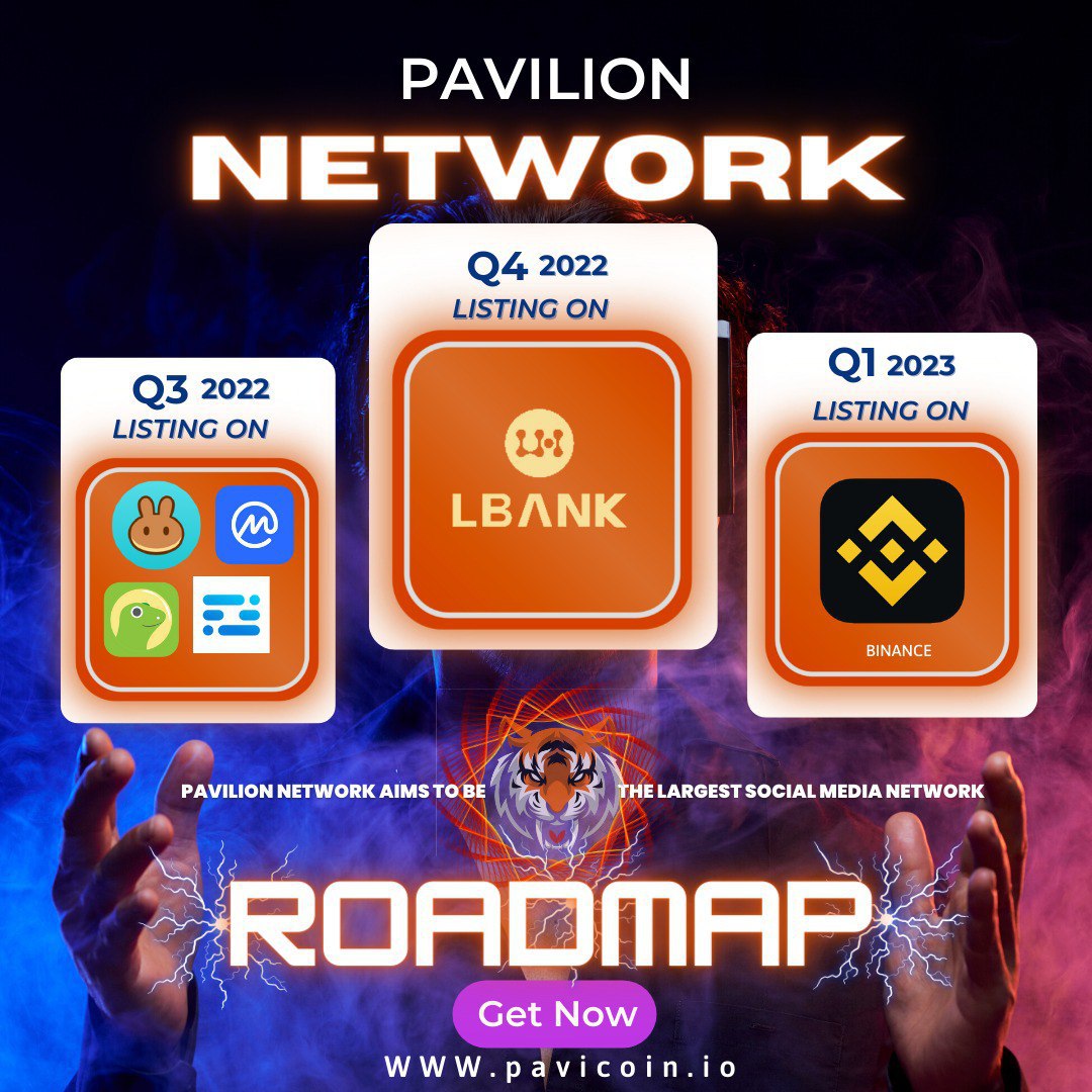 pavcoin's tweet photo. Pavilion Roadmap 
Website: https://t.co/9CMW17DG5z
Telegram Group: https://t.co/jNTChC9hfS
Telegram Channel: https://t.co/xQvzXCB2fb
Youtube: https://t.co/si14UAuRtv
IG: https://t.co/kulcyeMf37
Facebook: https://t.co/SYQkuyUK6J
$PAV #nft #Pavicoin #PavilionNetwork https://t.co/pp14JmUfhh