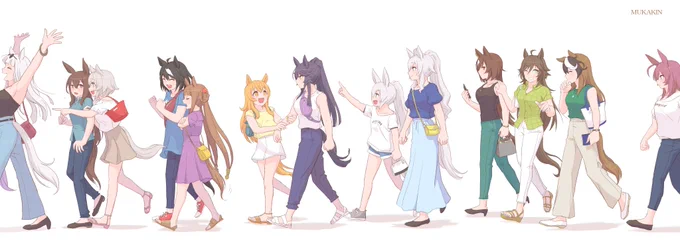 【ウマ娘】よみうりランドに向かう推しの皆さんマヤブラだけのつもりが、オグタマ、キタスイと増えていき…結果13人 私服のセンスはご愛敬←#ウマ娘 