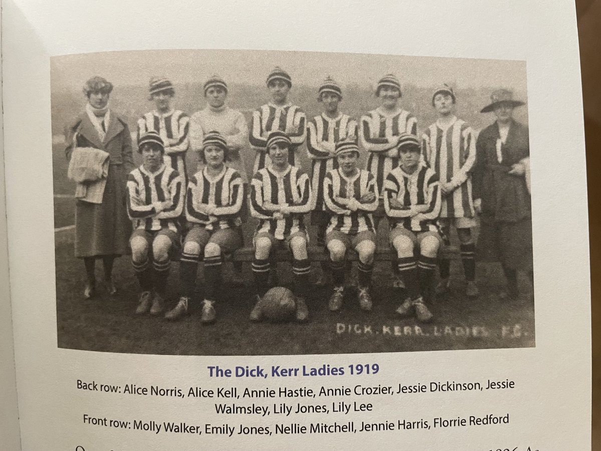 jennyeclair's tweet photo. There she is front row second from left- my great aunt Emily - looking a tiny bit hatchet faced- in 1919 - playing for the #dickkerr ladies - the Lionesses of a hundred years ago https://t.co/XVnKWydYm9