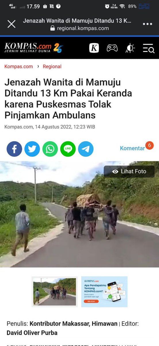 Alhamdulillah. Sudah 77 tahun Indonesia merdeka, rakyat masih kuat bawa tandu janazah. Untung jalanan sudah diaspal, jadi jalan kaki lebih leluasa. Hidup Pancasila!

<a href="/KemenkesRI/">Kementerian Kesehatan RI</a> <a href="/KemenPU/">Kementerian PU</a> @atrbpn_mamuju @BKIPMMamuju <a href="/UtdIndonesiaMJU/">UtdIndonesiaMAMUJU</a> <a href="/MamujuOnline/">Uwe' Mamuju</a>
