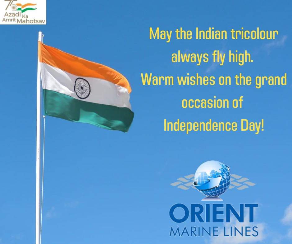 omlpl's tweet photo. May the Indian tricolour always fly high.
Warm wishes on the grand occasion of Independence Day!
#IndependenceDay2022 #HarGharTiranga #IndiaAt75 #exhibitions #eventprofs #Transportation #freightforwarding https://t.co/fCYrZsKyTF