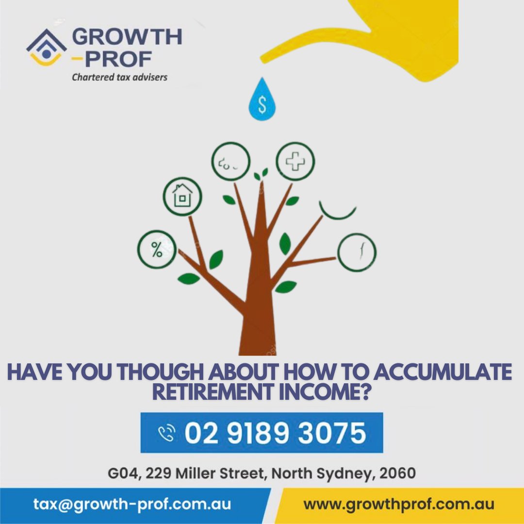 GrowthProf's tweet photo. Have you thought about how to accumulate retirement income? 
Allow us to help you grow your retirement funds. Partnering with the right financing team can make all the difference. Call at 02 9189 3075 or Visit: https://t.co/a9b7STRaQh #FinancialAdvisor #Retirement https://t.co/j4qnvhMOEG