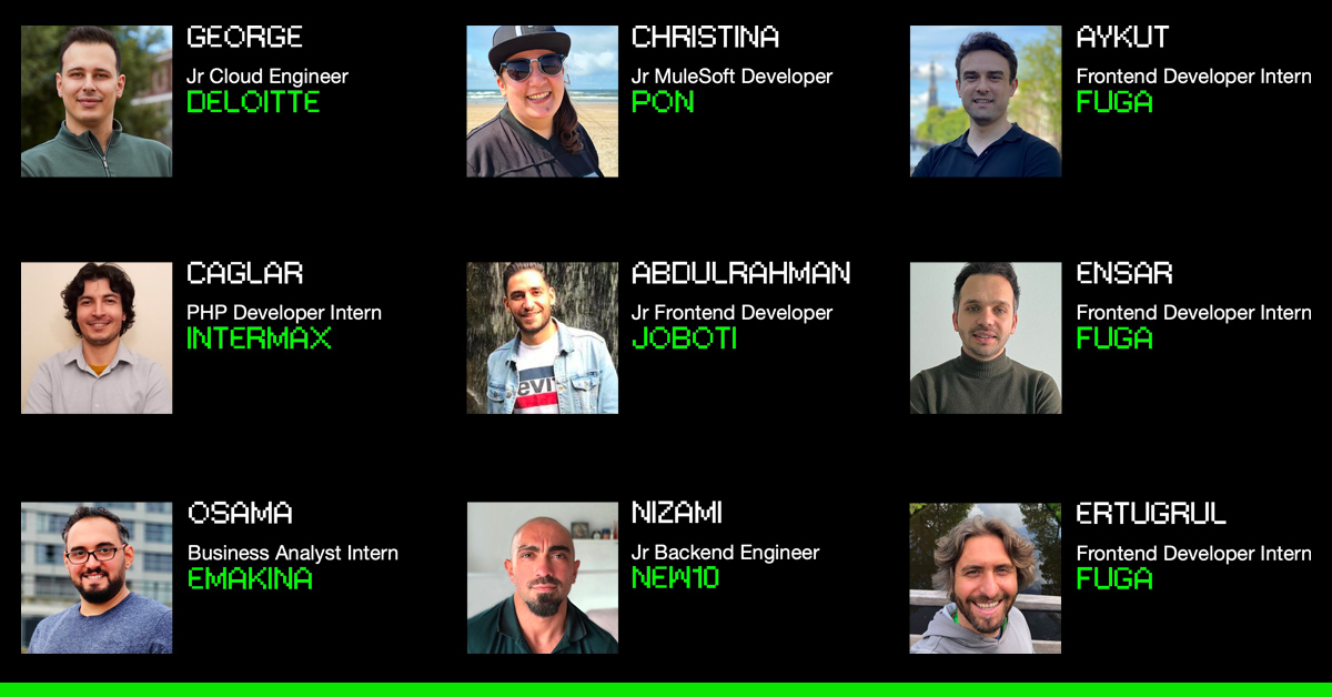 Companies hire our graduates because of their drive, attitude, and learning agility. That’s how they end up working in a variety of roles.

Big thanks to <a href="/Deloitte/">Deloitte</a>, Pon, <a href="/fugamusic/">FUGA</a>, @intermaxhosting, <a href="/Joboti/">Joboti</a>, <a href="/Emakina/">Emakina</a>, and New10 for your continued support.