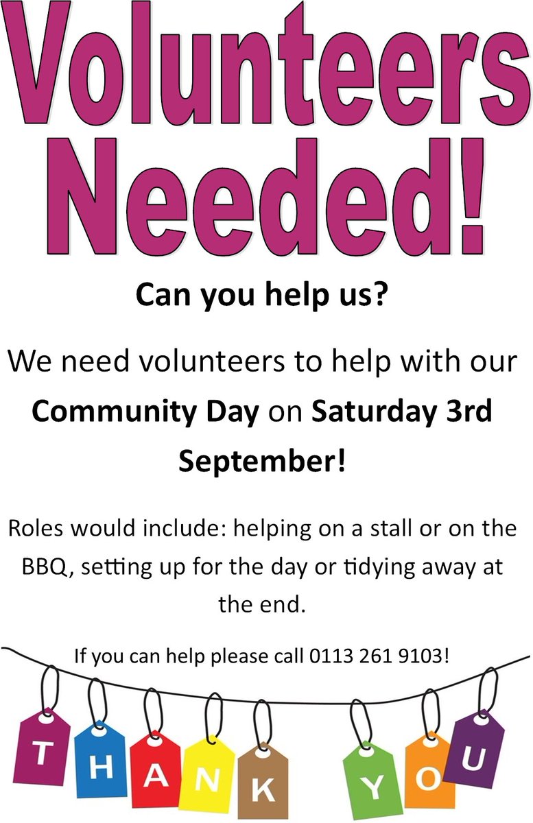 OPALLeeds16's tweet photo. Can you help us? We need volunteers to help with our Community Day on Saturday 3rd September. Please let us know if this is something you can help with! https://t.co/C8TbfMdIe5