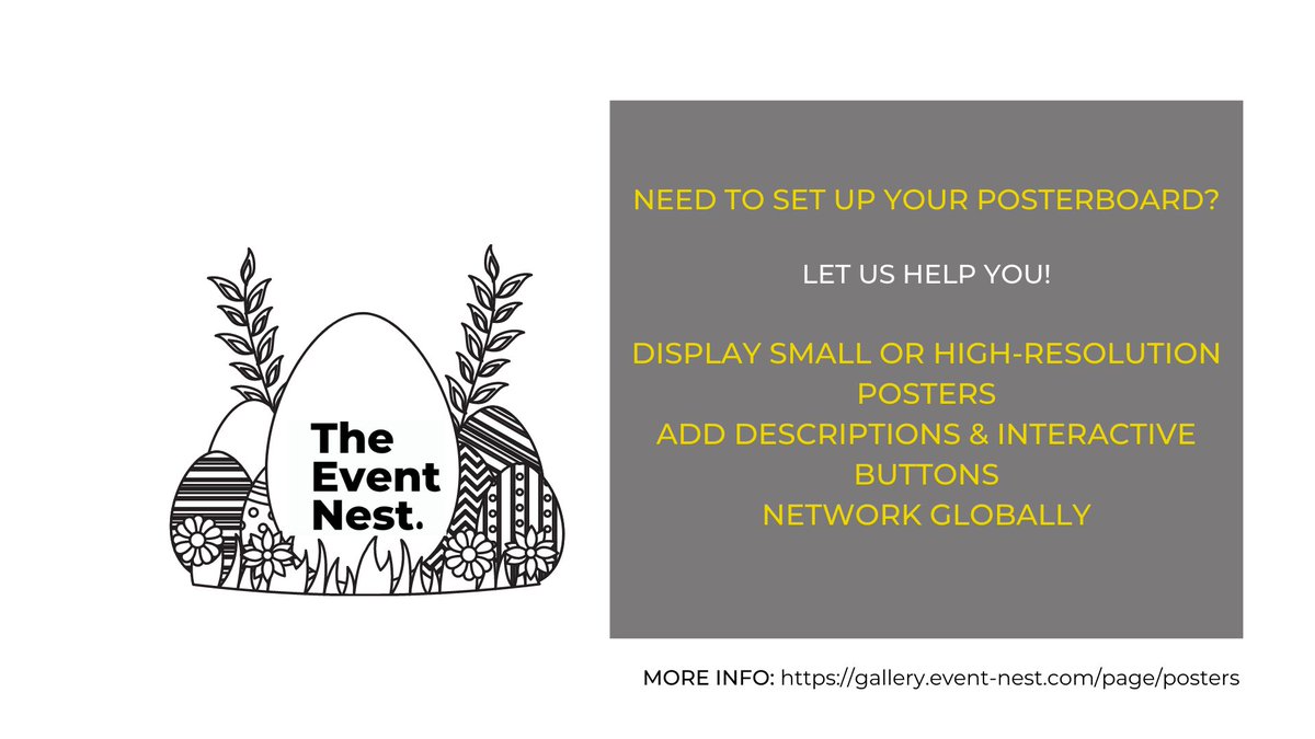 TheEventNest's tweet photo. At #TheEventNest, we can display posters as an interactive and structured medium during a wider event or as a standalone session. 

We also take care of your poster hub setup and can support with management too. 

Know More: https://t.co/0RDJVnf6QH 

#UKEvents
#MeetingsAndEvents https://t.co/eG48iVZsKI
