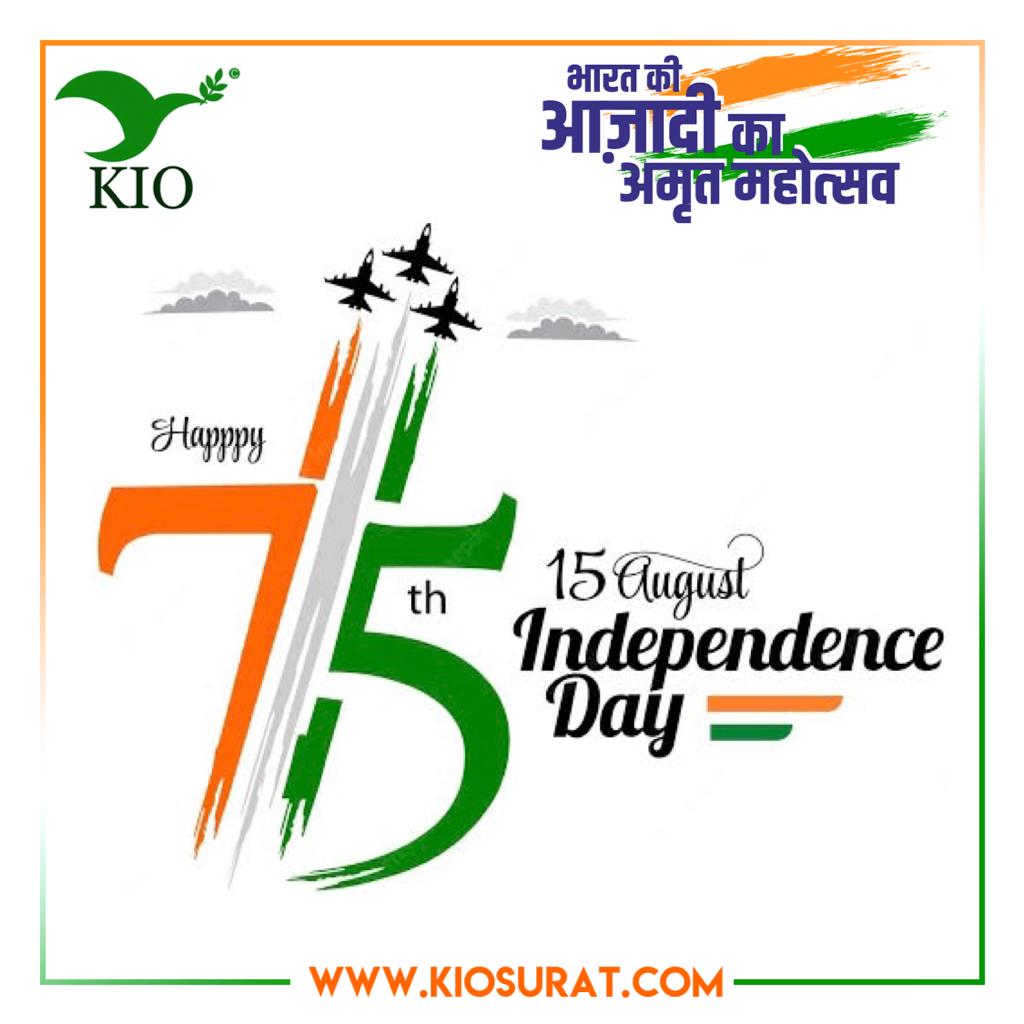 KIOSURAT's tweet photo. Happy Independence Day 🇮🇳
#IndependenceDay2022 #IndiaAt75 #AzadiKaAmritMahotsav https://t.co/N26qAfTqwr