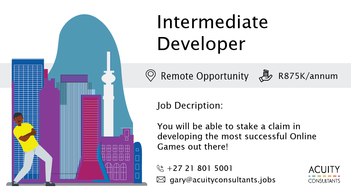 consultacuity's tweet photo. 🎯New #JOB | Intermediate Developer | 📍 100% Remote Opportunity |  💰 R875K/annum

MORE DETAILS HERE: 👉 https://t.co/dsI6MGlgrz 👈

#recruitment #acuityconsultants #jobalert https://t.co/v3QZ8rtwTd