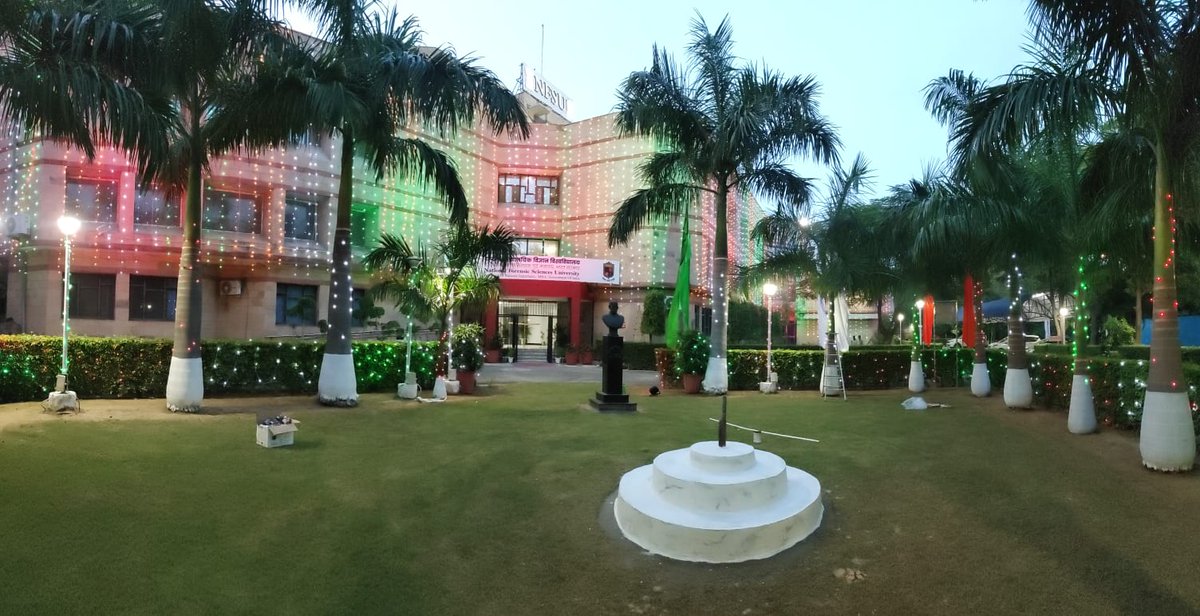 NFSU_Official's tweet photo. NFSU-Delhi Campus celebrated 76th Independence Day on 15th August, 2022. Prof. (Dr.) S. O. Junare, Campus Director hoisted the National Flag at Delhi Campus. He urged the students &amp; staff to work hard and contribute in celebrating the #AzadiKaAmritMahotsav. https://t.co/mNAhASIziM
