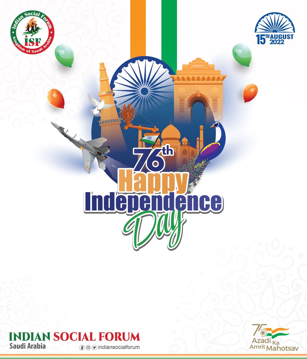KannurSiddeek's tweet photo. @socialforumksa Celebrating 75 years of Independence 
#IndiaAt75   
#HappyIndependenceDay 
#AzaadiKaAmritMahotsav 
#IndianSocialForum
#SaudiArabia https://t.co/q3lDE6cdgh https://t.co/GB6FWhNYLL
