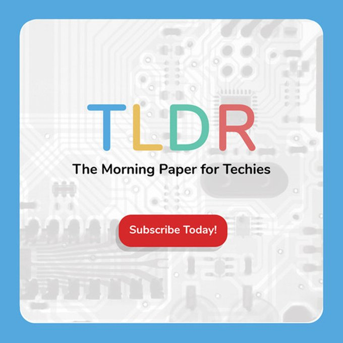 crypto_day5's tweet photo. TLDR is a newsletter for people who work in tech, programming, and science. No politics or sports. Just the most captivating headlines in tech that we can all geek out on. We summarize the most interesting stories, so you can stay up to date in less than 5 minutes a day. https://t.co/2xxYPIUEEc