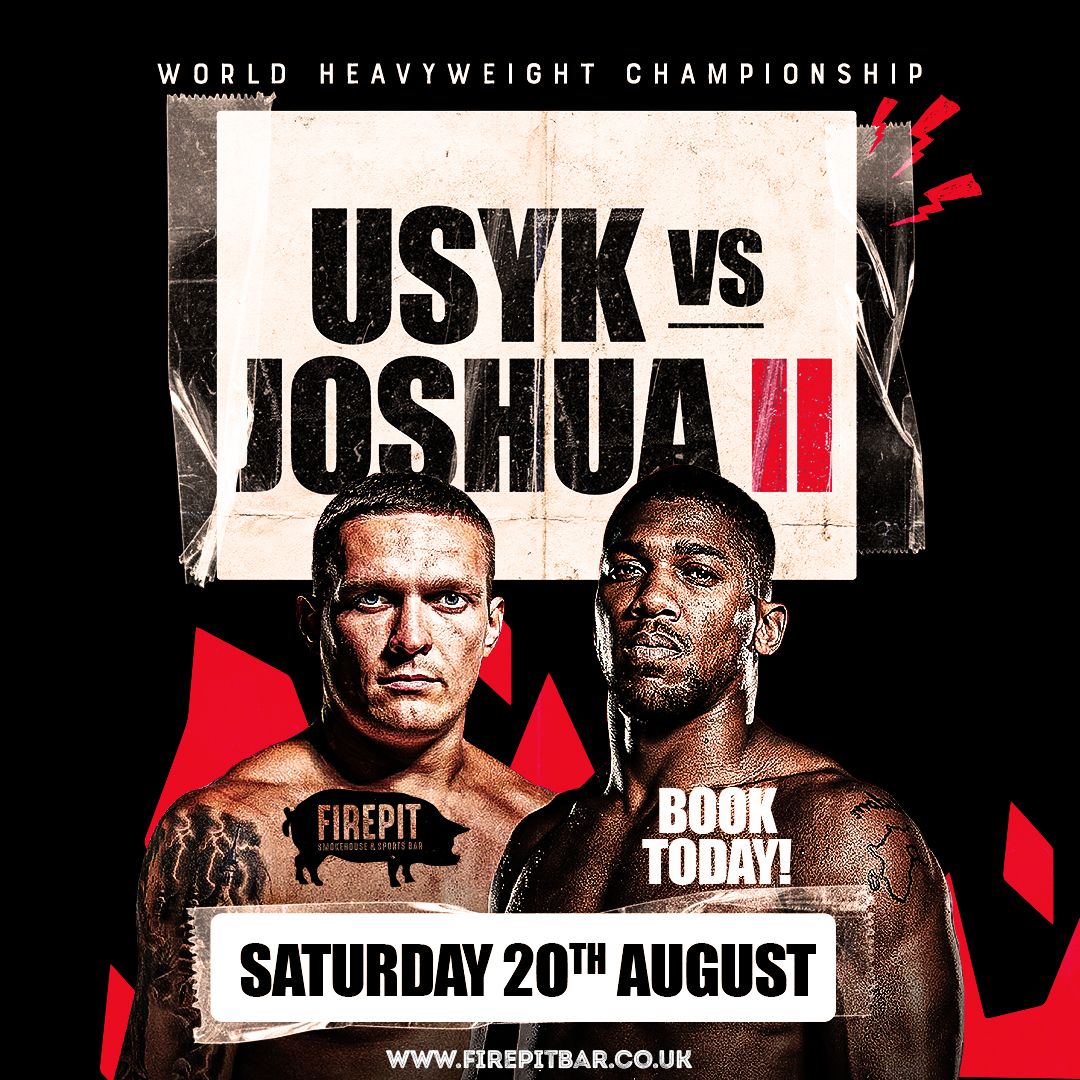 FIREPITSouthP's tweet photo. 🥊USYK VS AJ  ON THE BIG SCREEN🥊

BOOK NOW!! SELLING FAST!!
FOOD AND DRINK PACKAGES AVAILABLE 
DON'T MISS IT👇
https://t.co/D6wmEIiEVc https://t.co/ACg1WDJ0AO