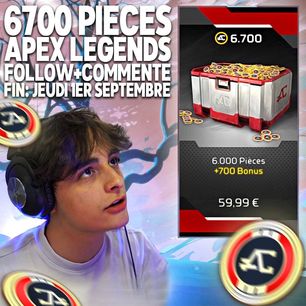 fugu_fps's tweet image. Comme je vous l&apos;ai promit hier en Stream, j&apos;vous fais gagner des pièces Apex (ou juste 60 balles j&apos;menfou c&apos;est pour vous faire plaisir)
pas besoin de tag toute ta famille tqt tu follow &amp;amp; tu mets un commentaire et j&apos;prendrais un comm au hasard à la fin du mois 💜🤠gl