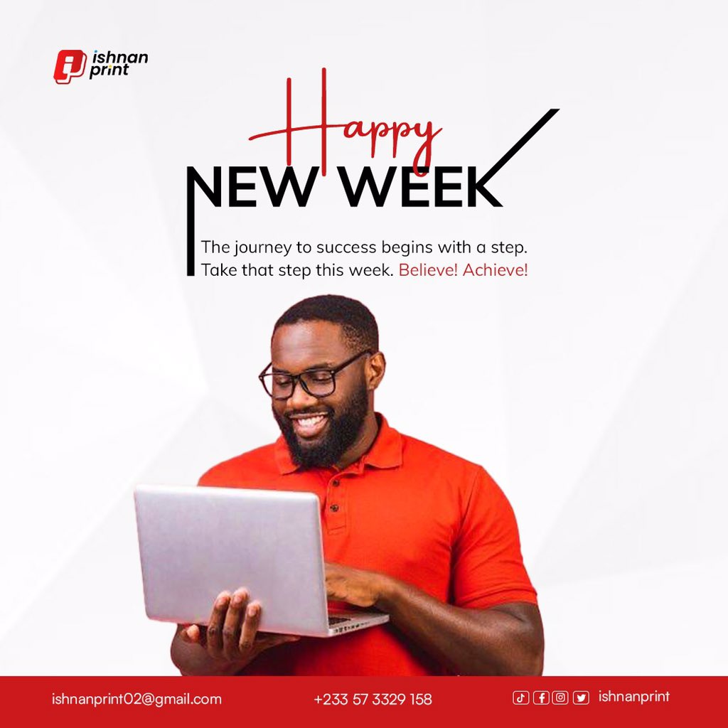 IshmaelNiiArma3's tweet photo. Start your week with good plans. Believe and Achieve them.                                                   #ishnanprint DM for all you design and printing solutions….                    #GraphicDesign #branding #generalprinting #digitalprinting https://t.co/JR9dGhMpKJ