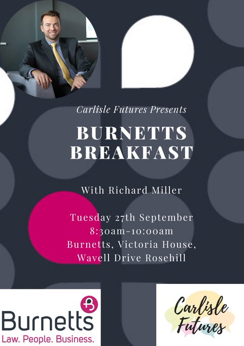 OUR NEXT EVENT 👀📣📣

We will hear from Richard Miller: Partner of @BurnettsLegal who will be sharing his experiences and advice on progressing within a business ⭐️ 

There are LIMITED SPACES available so make sure you rsvp gc@burnetts.co.uk 📣