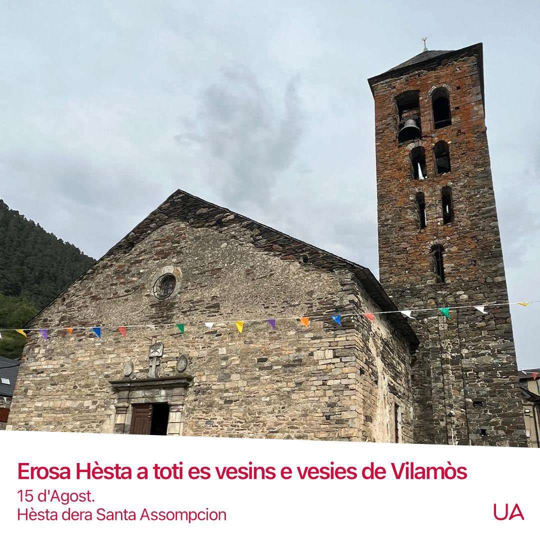 unitatdaran's tweet photo. Volem felicitar as vesins e vesies de Garòs, Bausen, Vilamòs, Montgarri, Mont, Gausac, Bossòst e Vila ena sua Hèsta Major dera Santa Assompcion.
Erosa Hèsta Major!🥳
#UnitatdAran #ValdAran #Garos #Bausen #Vilamos #Montgarri #Mont #Gausac #Bossost #Vila #SantaAssompcion https://t.co/rOM2RUbp1z