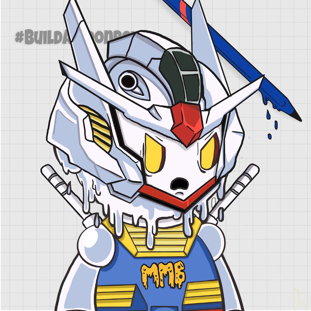 bomvijit's tweet photo. I have always been a huge #Gundam fan. Now I am a huge @meltingmoonboy fan. An art collab seemed like the only logical choice. 

“Sometimes you just have to reach out and take what you need instead of holding back.” – Fon Spaak

#StayMelty #BuildAMoonboy #MyMoonboy #CNFT #Fanart https://t.co/SBxax7hwGr