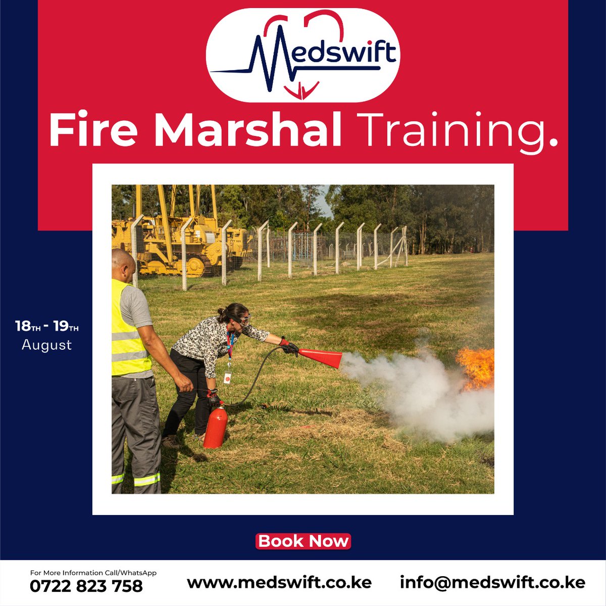 medswift's tweet image. Do you know how to deal with Fire disasters to save lives? It is vital to have fire life savers in any work environment. Book for this week&apos;s Fire Marshal Training classes &amp;amp; gain life-saving skills. 
Call Us: 0722 823758
#firesafety #fire #firesafetytraining #firemarshalltraining