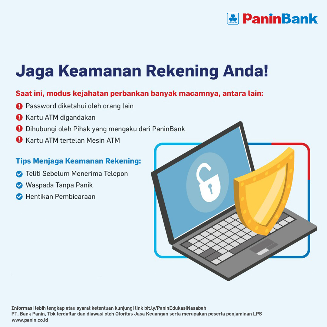 PaninBank's tweet photo. Teman Panin, kini marak penipuan yang memiliki beragam modusnya. Mulai dari penipuan via telepon yang mengatasnamakan pihak Bank, kartu ATM yang digandakan hingga kartu ATM yang tertelan mesin ATM. Untuk itu penting buatmu agar tidak mudah tertipu dengan #TipsPanin berikut ini! https://t.co/GVC8MOjX5l