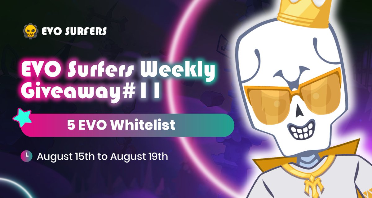 EvoSurfers's tweet photo. 🎯 EVO Surfers Weekly Giveaway#11 🎯

⬇️To enter🔔Follow @evosurfers

❤️Like &amp; RT
🔊Tag 3 friends and comment with your Polygon Address

🎁5 winners, 1EVO Whitelist each
⏲️August 15th to August 19th
#NFT #GameFi‌ #Giveaways #P2E #Whitelist https://t.co/V7AMUWJWS4