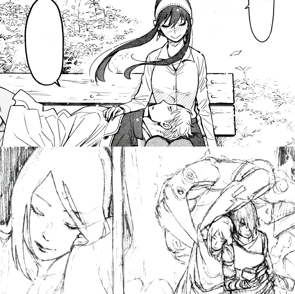 HSakuYor's tweet photo. sasuke and yor letting their beloveds sleep on them ♡ https://t.co/0Slu26ogIc