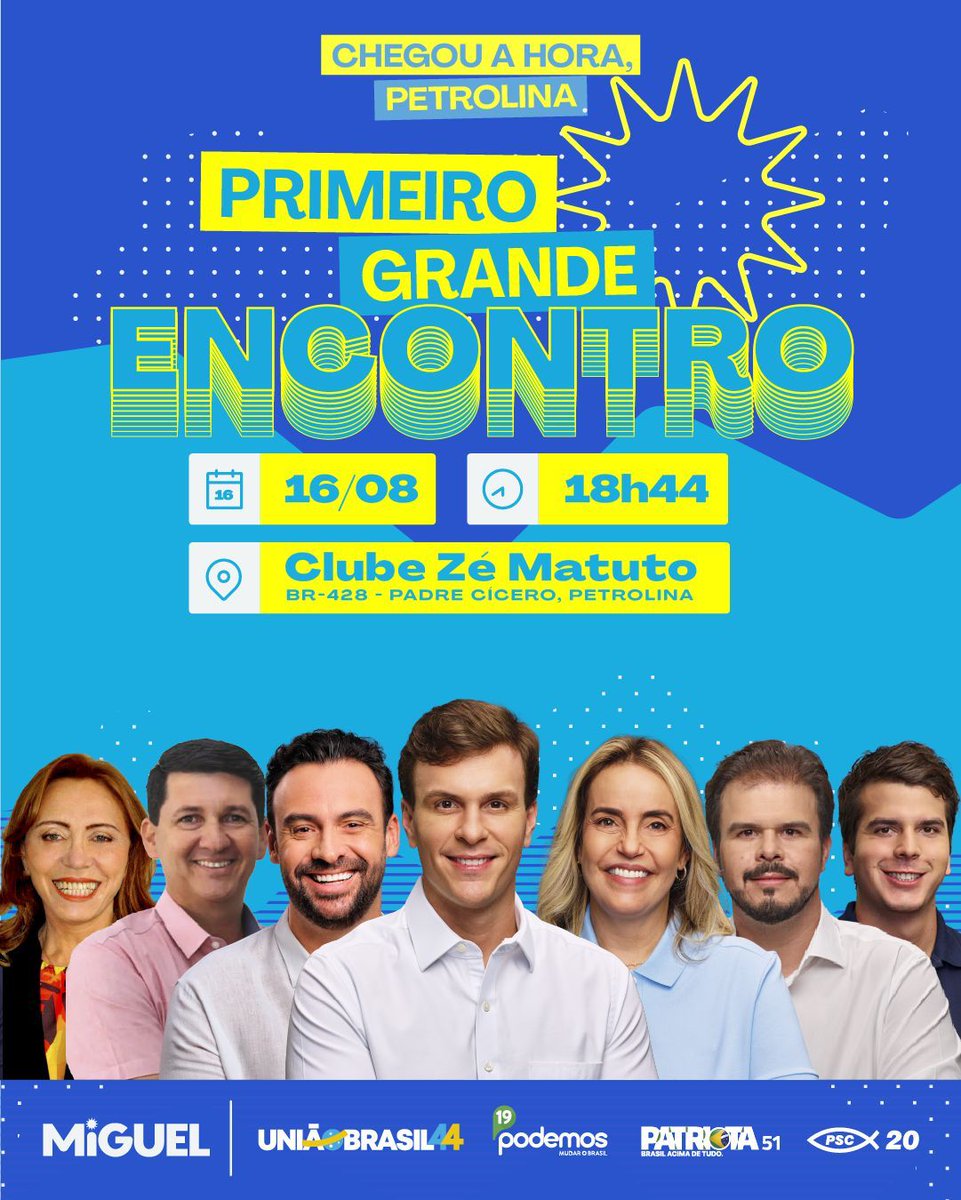 Chegou a hora Petrolina, é amanhã nosso Primeiro Grande Encontro, com o time que vai trazer um novo tempo para Pernambuco!