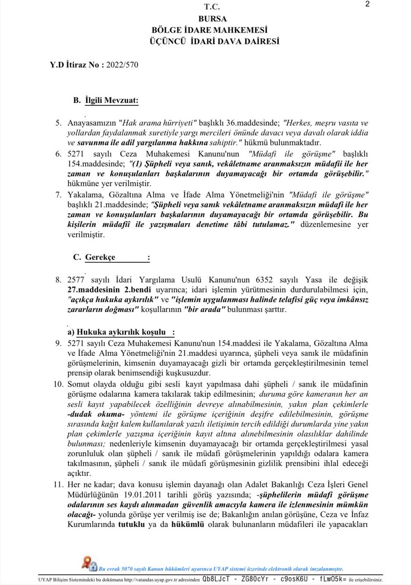 SakaryAHM's tweet photo. Sakarya İl Emniyet Müd. bağlı avukat görüşme odalarındaki tüm kameraların kaldırılmasıyla ilgili talebimizin reddi nedeniyle açmış olduğumuz iptal davasında; Bursa BİM 3. İdarî Dava Dairesi tarafından YÜRÜTMEYİ DURDURMA istemimizin reddine dair karar kaldırılmıştır. https://t.co/H18NRVCLyP