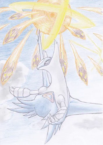 水の都見て懐かしい気分になったので、中学のときにかいたラティオスのイラストひっぱりだして再掲当時すごい頑張って描いた気がする 