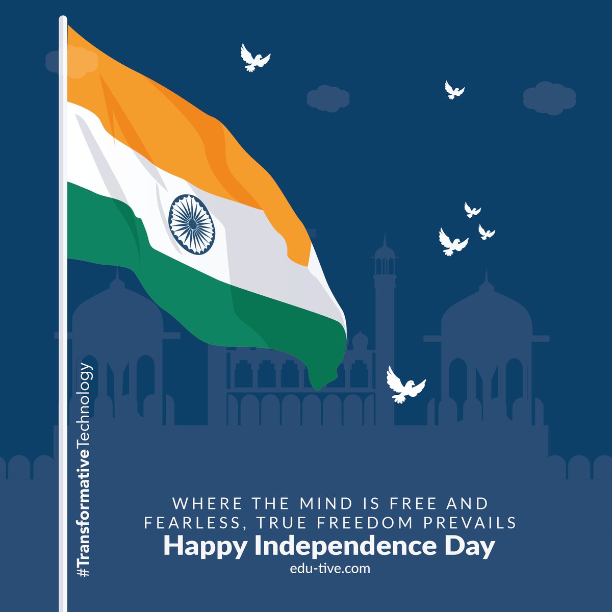 edu_tive's tweet photo. Freedom is not just of the body but of the mind as well. A tribute to the ones who helped us attain this freedom. Happy Independence Day!
#Edutive #TransformativeTechnology #MapTheGrowth #India #IndiaAt75 #IndependenceDay #IndependenceDay2022 #CelebrateIndia #Freedom https://t.co/efSrALmbpP