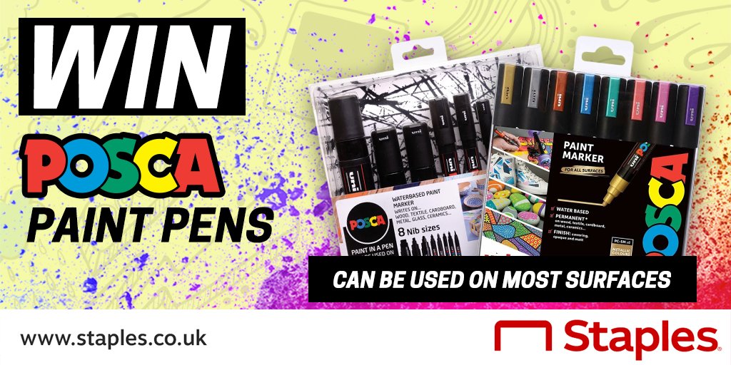 StaplesUK's tweet photo. #WIN Posca Paintmarkers and Bullet Tip Marker Pens 🤩

To enter:
1.Follow @StaplesUK &amp; @poscauk
2.Retweet this post

Winner contacted on 22nd August 2022 🏆 Running across Twitter, Instagram &amp; Facebook, ONE WINNER ONLY!

*Full T&amp;C’s: https://t.co/6pgQ3tf24H https://t.co/BlUkf0kIkn