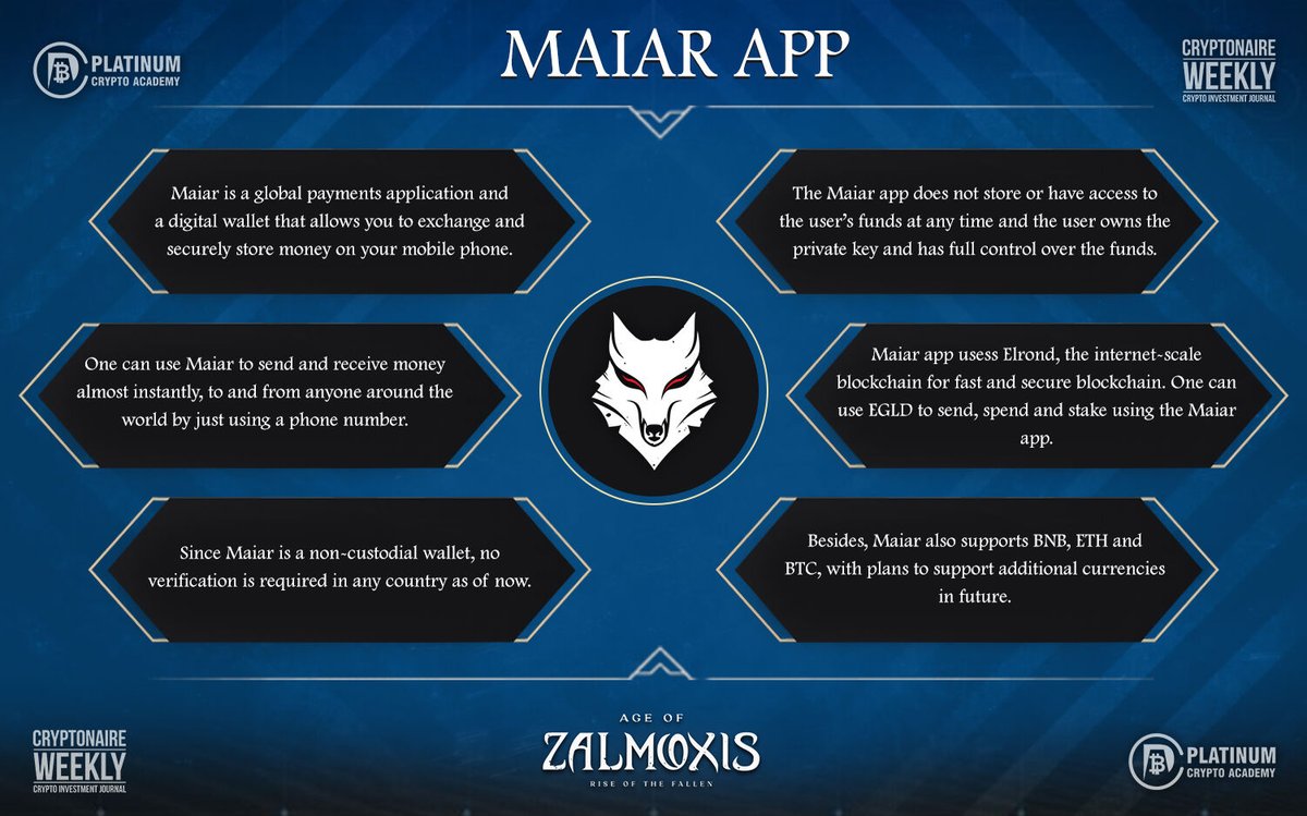 PlatinumCrypto's tweet photo. MAIAR APP
#AgeofZalmoxis #Blockchain #Cryptocurrency #EGLD #ESDT #ERC20 #BNB #ETH #BTC #CryptonaireWeekly #platinumcryptoacademy #CryptocurrencyNews @AgeOfZalmoxis
https://t.co/T3HJvrGc5j https://t.co/z8G7fX38rH