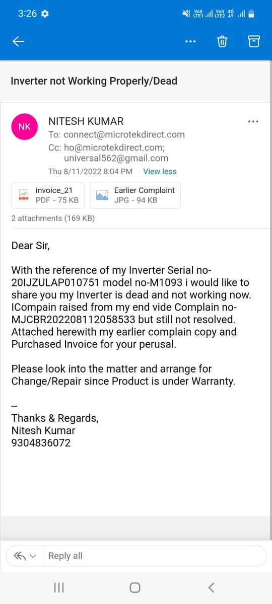 NH00028's tweet photo. @Microtek_UPS 
We are suffering like anything.Our business is also getting affected due to your negligence and irresponsible behaviour.please look into the matter as soon as possible. https://t.co/NDTPzeyxnf