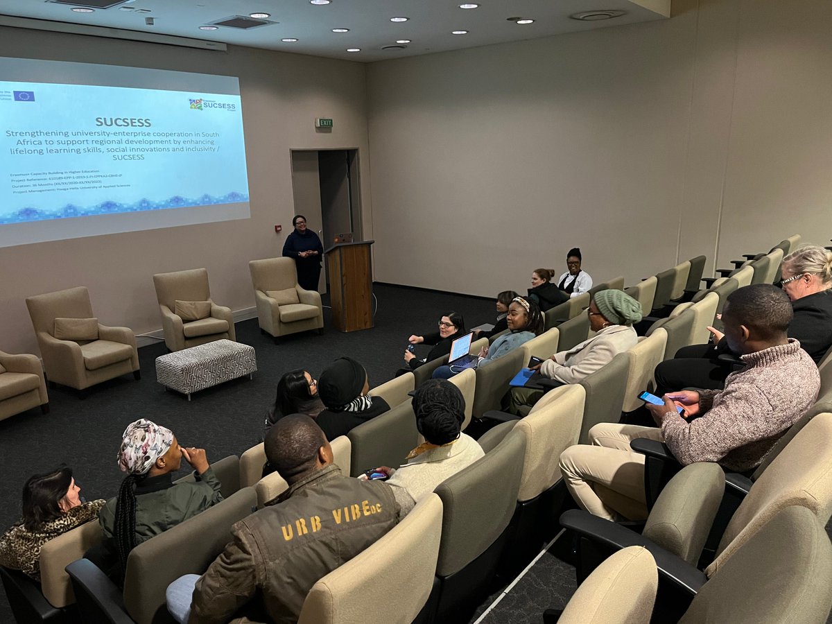 SUCSESSProject's tweet photo. @go2uj's @sthatuj is hosting the second leg of the internal training workshops. This afternoon, Ms Akhona Melani is giving participants an overview of Design Sprint and sharing #SuccessStories of its implementation since the start of the project. https://t.co/XGE9WadT6w