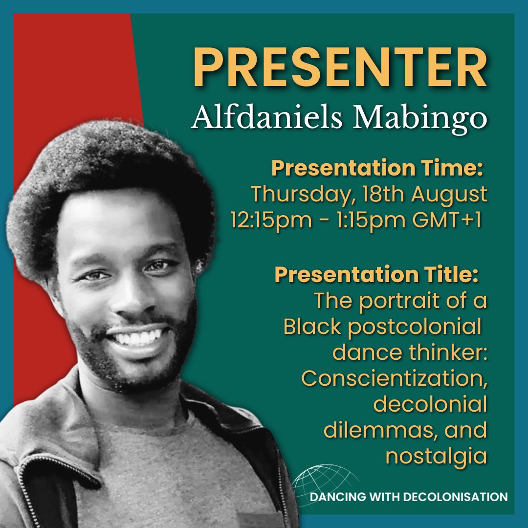 DDecolonisation's tweet photo. Introducing our first speaker, Alfdaniels Mabingo for Conference Day 4 this Thursday! Registration in bio!
THURSDAY 18TH AUGUST
12:00PM - 4:35PM GMT+1
#dancingwithdecolonisation #decolonise #decolonize #dance #conference #globaldanceconference https://t.co/c4PAqjqTvv