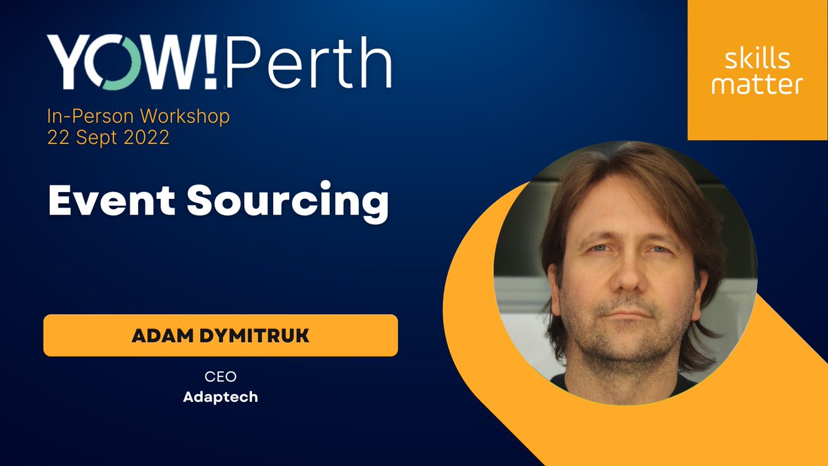 Learn how to implement lossless &amp; future-proofs solution systems &amp; services using Event Sourcing with <a href="/adymitruk/">Adam Dymitruk</a> at our #YOWPerth in-person workshop on 22 Sept. 

Learn more &amp; register at bit.ly/3poVKMs