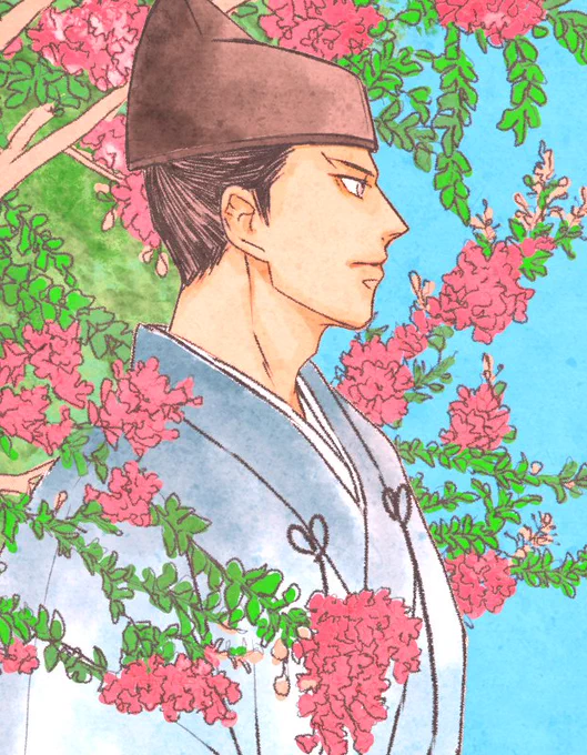 お題:納涼【花涼み】百日紅/凌霄花花言葉:あなたを信じる/名誉・名声凌霄花は「天を凌ぐほど高く登る花」の意。#ngwk足利弟兄版週ドロライ 