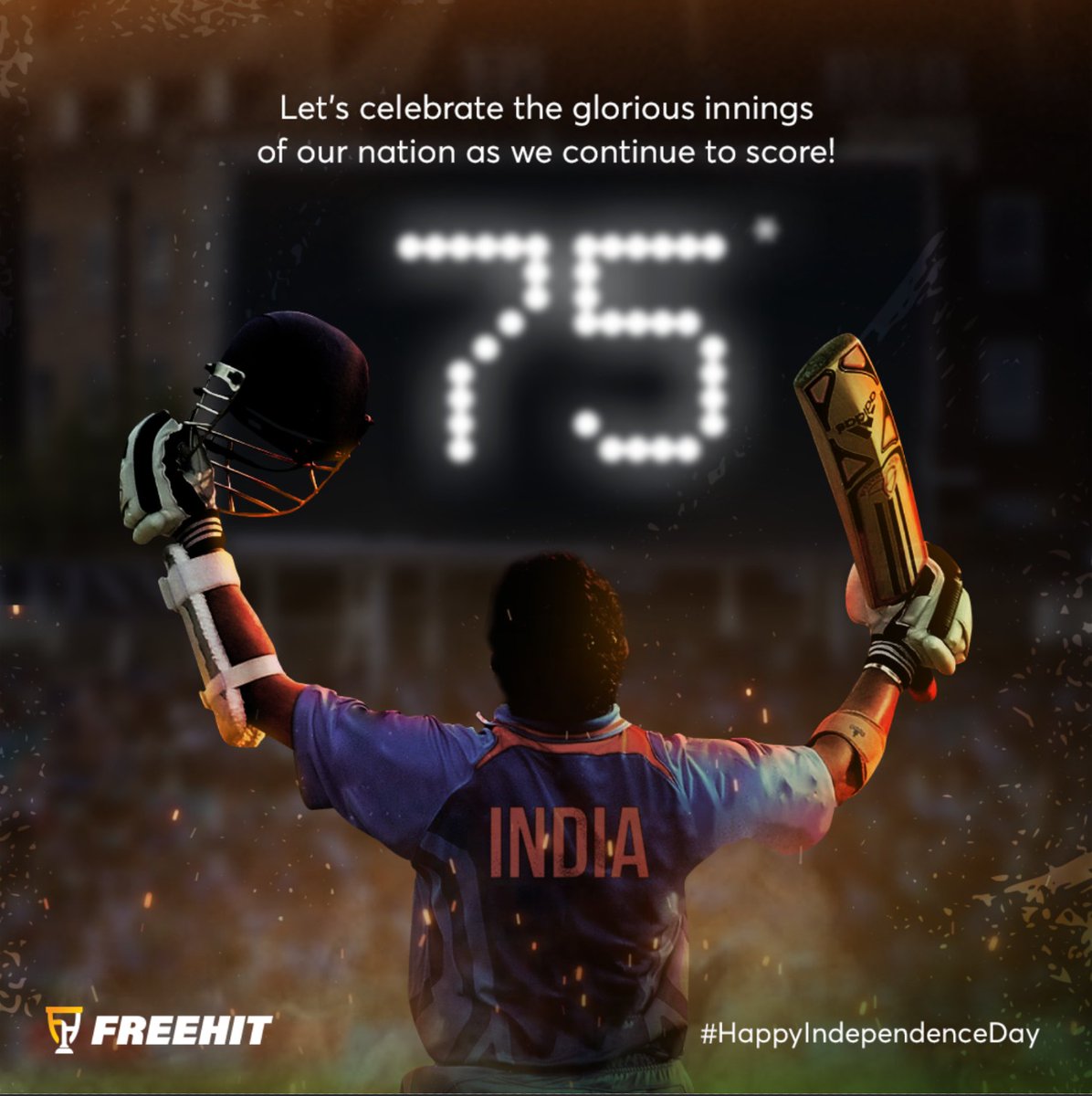 freehitfantasy's tweet photo. We all are one and we celebrate as one. Today, let's celebrate our love towards our nation and our people and embrace the true spirit as team India! Team #FreeHit wishes you a very Happy Independence Day!

#IndependenceDay #HarGharTiranga  #IndiaAt75  #freedom #IndianCricketTeam https://t.co/sDz6dpConz