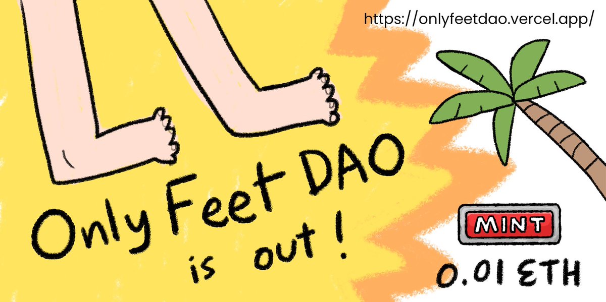 ONLY FEET IS OUT!!!!! 🦶🦶
Get yours now on: onlyfeetdao.vercel.app Join us: discord.gg/5d8NtCpB

Thank you🫶❤️
<a href="/ONLYFEETDAO/">OnlyFeetDAO</a> <a href="/0xselfdestruct/">Seemal</a> @kriptokat_