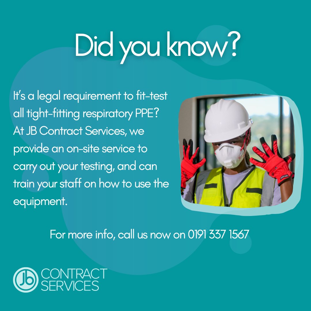 Many workers have to wear tight-fitting respiratory protective equipment (RPE) as part of their employment.
Here at JB, we are trained in face-fit-testing and can provide an on-site service as well as training for your employees to carry out face-fit testing internally 😷👷