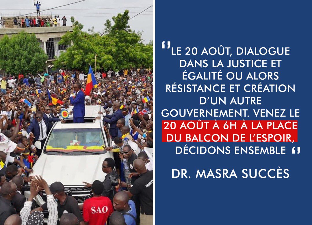 Notre Peuple demande deux choses pour inclure dans l’égalité et la justice tout le monde. Il reste 5 jours pour s’entendre et nous sommes ouverts au pré-consultations. Sinon ce Peuple, conscient que personne n’est élu, prendra ses responsabilités. lepaystchad.com/24192/?fbclid=…