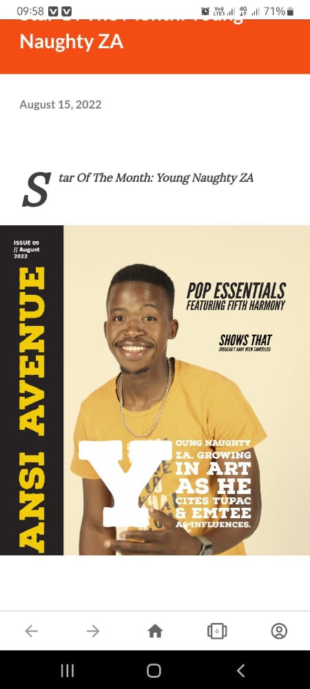 YoungNaughtyZA's tweet photo. https://t.co/SX4KV7cvj1

Hey fam here is the interview of YOUNG NAUGHTY ZA on the mzansi avenue magazine  kindly go check it out and don't  forget to leave a comment!!!!

@LawdKaymo  @AlfaVanKat  @YoungLeeRSA  @Mcolaborativa  @BestYTPromoter  @mzansipromoboyz https://t.co/DeCAl7g8WW