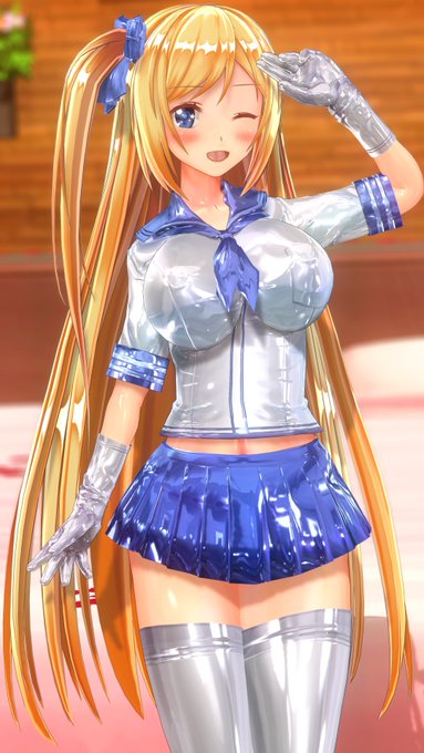 金髪セーラー娘にぶっかけ 