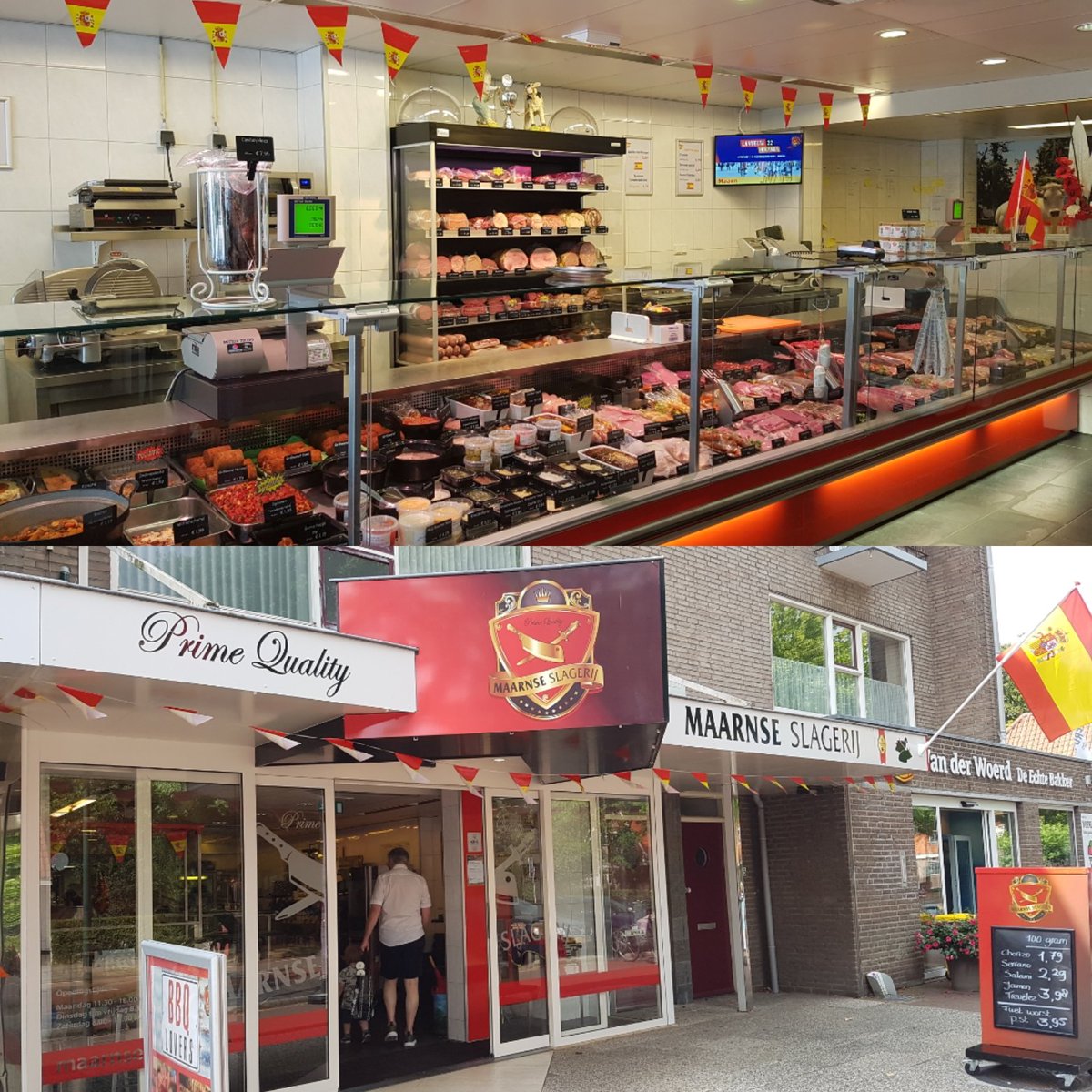 Spaanse weken van 15 t/m 27 augustus met als hoogtepunt zaterdag 20/8 LA VUELTA over de Amersfoortseweg in Maarn.
Geniet en profiteer van de vele Spaanse specialiteiten, zoals #ibericohamburger #chorizo #serranosalami #jamontrevelez #spaansepate #fuetworst #tomatenschotel