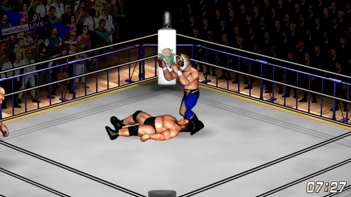 fireproworldfan's tweet image. Decided to create a bunch of stoic guys in suits for the crowd at Korakuen Hall. It feels more nihilistic with the Free Cam angle and shadowing. #FirePro #wrestlingsim