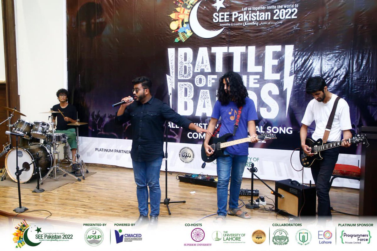 SEEPakistan2's tweet photo. SEE Battle of the Bands - Regional Round!

#SeePakistan #SeePakistan2022 #SeePakistanExpo2022 #nsc22
#nationalstartupchampionship
#nationalstartupchampionship2022
#SuperiorEntrepreneurialExpo #SEE_22 #SEE_Pakistan #Explore  #APSUP #SuperiorUniversity #TheUniversityofLahore https://t.co/sr2UyKnLHe