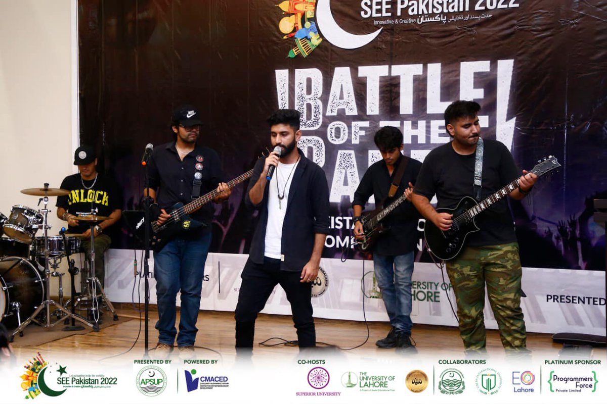 SEEPakistan2's tweet photo. SEE Battle of the Bands - Regional Round!

#SeePakistan #SeePakistan2022 #SeePakistanExpo2022 #nsc22
#nationalstartupchampionship
#nationalstartupchampionship2022
#SuperiorEntrepreneurialExpo #SEE_22 #SEE_Pakistan #Explore  #APSUP #SuperiorUniversity #TheUniversityofLahore https://t.co/sr2UyKnLHe