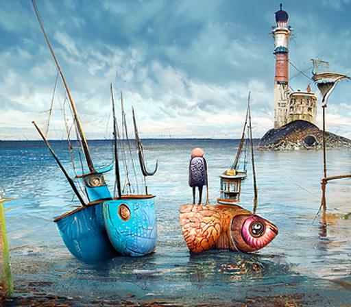 jckcreatouch's tweet photo. "A Fisherman's dream  X."
@NightCafeStudio 

#fishermansdream #surrealart #clipguideddiffusion https://t.co/YYhh1ig9Fw https://t.co/gAlrj1KC30