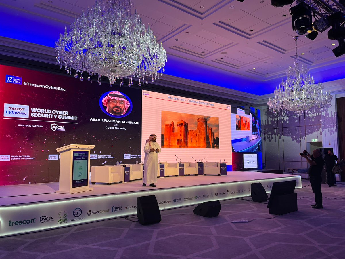TresconGlobal's tweet photo. Live now at #WCSSJordan!
A Keynote Presentation on ‘Zero Trusting Your Enterprise’ by Abdulrahman Al-nimari
#Trescon #TresconCyberSec #jordan #cybersecurity #saas #digitaltransformation #tech #innovation #security #cyber #ai #digitalrevolution #cybersecurityawareness #data https://t.co/BCY7XpbW0V
